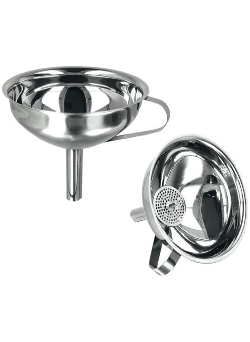 Metaltex - Stainless Steel Funnel with Removable Sieve Insert 13 cm kitchen oil Funnel For Kitchen Use Filling Bottles oils liguid items - Image 1