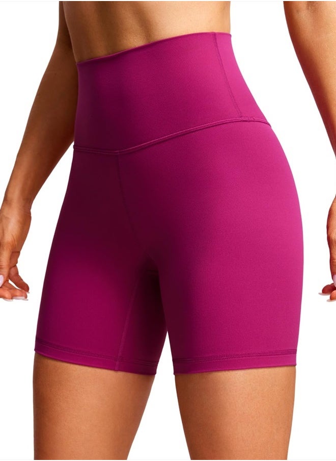 CRZ YOGA Womens ButterLuxe Biker Shorts 6 Inches - High Waisted Workout Running Volleyball Athletic Spandex Yoga Shorts Magenta Purple Small  - Image 1