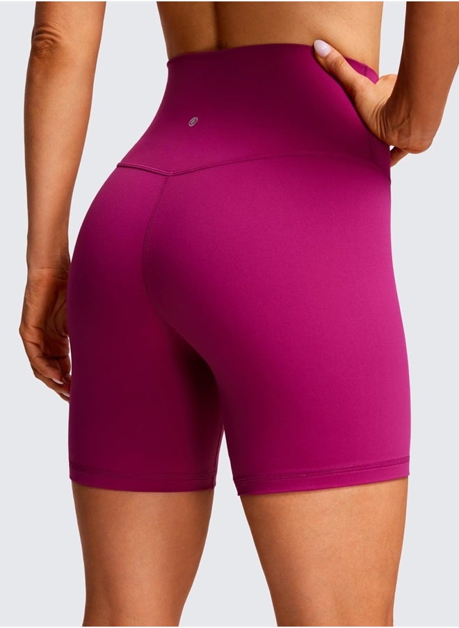CRZ YOGA Womens ButterLuxe Biker Shorts 6 Inches - High Waisted Workout Running Volleyball Athletic Spandex Yoga Shorts Magenta Purple Small  - Image 2