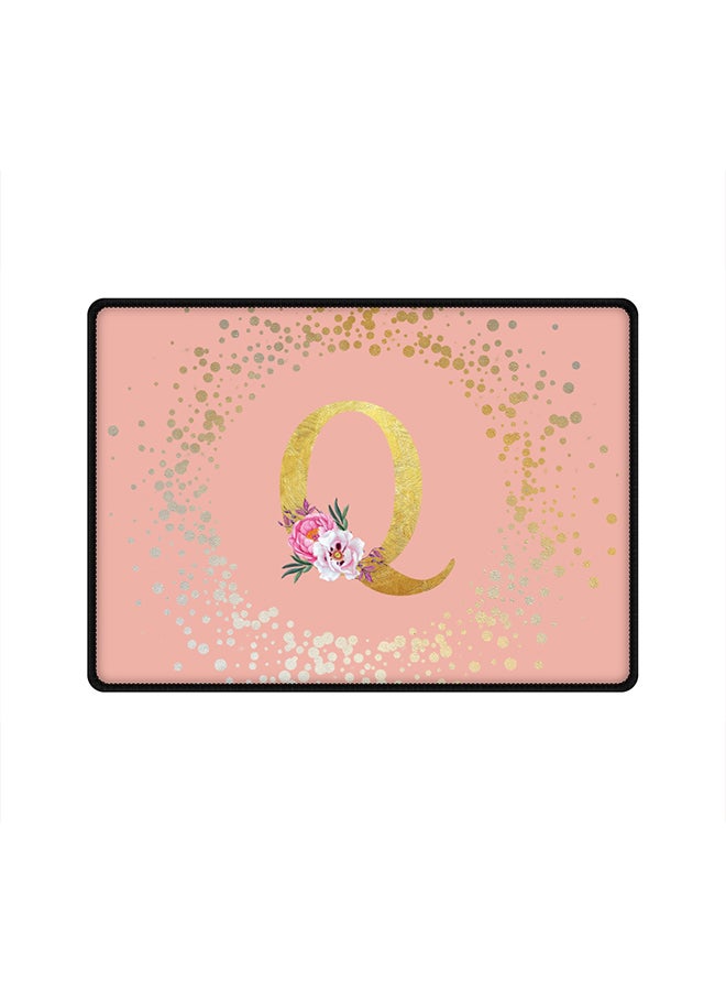 Stylizedd Designer Gaming Mouse Pad Anti-Skid Mousepad Large Keyboard Mouse Pad Desk Mat Custom Monogram Initial Letter Floral Pattern Alphabet - Q(Rose Pink) - Image 1