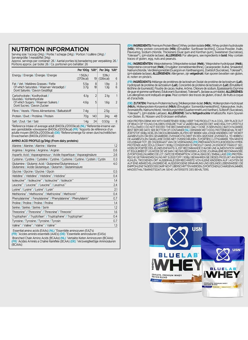 USN - USN Blue Lab, 100% Whey Premium Protein, Chocolate Flavor, 2Kg - Image 1