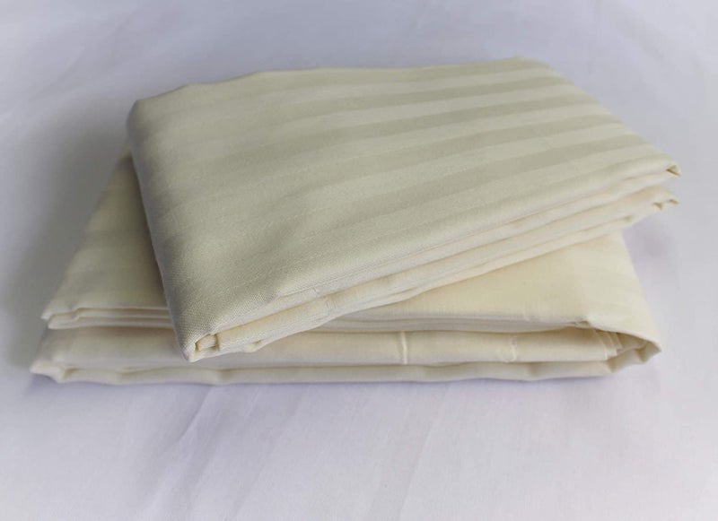 TIQH 200 TC Cotton Satin Stripe Pillow Covers Pillow Cases Set of 2 18X28 Ivory - Image 2