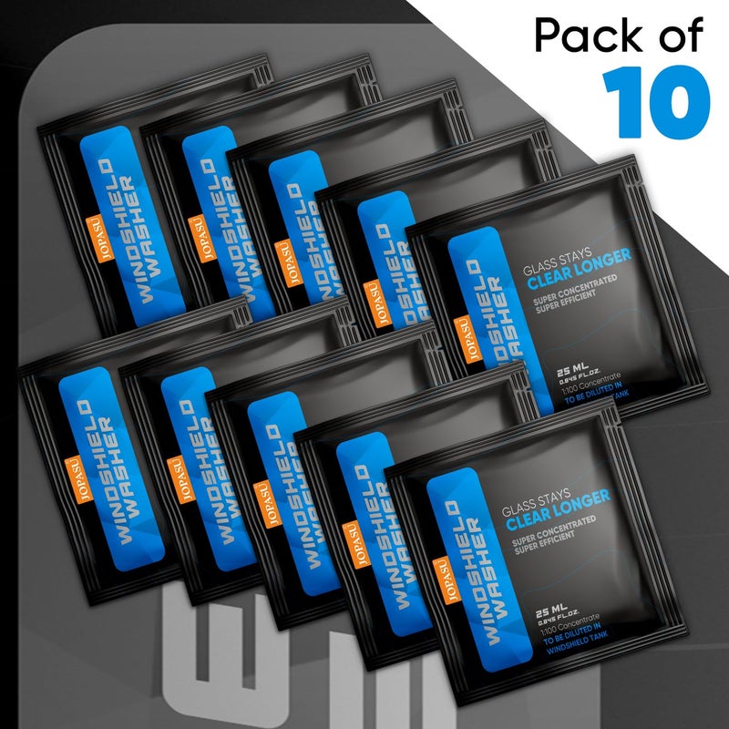 Jopasu Windshield Washer Pouch – 25 ml (Pack of 10) | Ultra-Concentrated Formula | Crystal Clear, Spot-Free Windshield | Streak-Free, Lint-Free, Scratch-Free Shine - Image 3