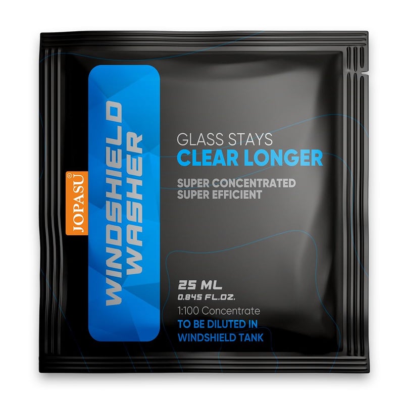 Jopasu Windshield Washer Pouch – 25 ml (Pack of 10) | Ultra-Concentrated Formula | Crystal Clear, Spot-Free Windshield | Streak-Free, Lint-Free, Scratch-Free Shine - Image 1