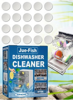 JUE-FISH 20Pcs Dishwasher Cleaner Tablets RV Dishwasher Deep Cleaning Tablets Remove Dirt and Stains Easily Natural Remover for Limescale Hard Water Calcium Odour Smell to Clean Dish Washer Tablet  - Image 1