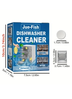 JUE-FISH 20Pcs Dishwasher Cleaner Tablets RV Dishwasher Deep Cleaning Tablets Remove Dirt and Stains Easily Natural Remover for Limescale Hard Water Calcium Odour Smell to Clean Dish Washer Tablet  - Image 3