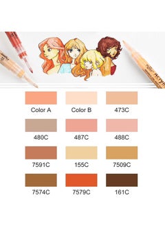 Flysea Skin Tones Art Markers, Acrylic Paint Pens Set of 12 Skin Colors Paint Markers for Rocks Canvas Tiles Glass Ceramic Wood Sketch Portrait Manga Drawing Illustration Sketching, Extra Fine Tip  - Image 3