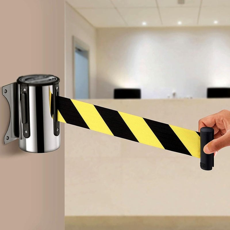 Retractable Belt Barrier, Wall Mount Safety Cordon Barrier, with Mounting Accessories, Sturdy Stainless Steel Housing (A 3M(9.8FT)) - Image 3