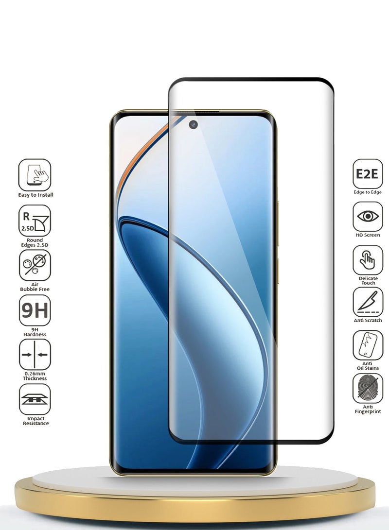 Wtech Realme 12 Pro / 12 Pro+ / Pro Plus 5G 2024 Premium E2E Full Glue Full Cover Tempered Glass Screen Protector (MSGECN) - Clear/Black - Image 2