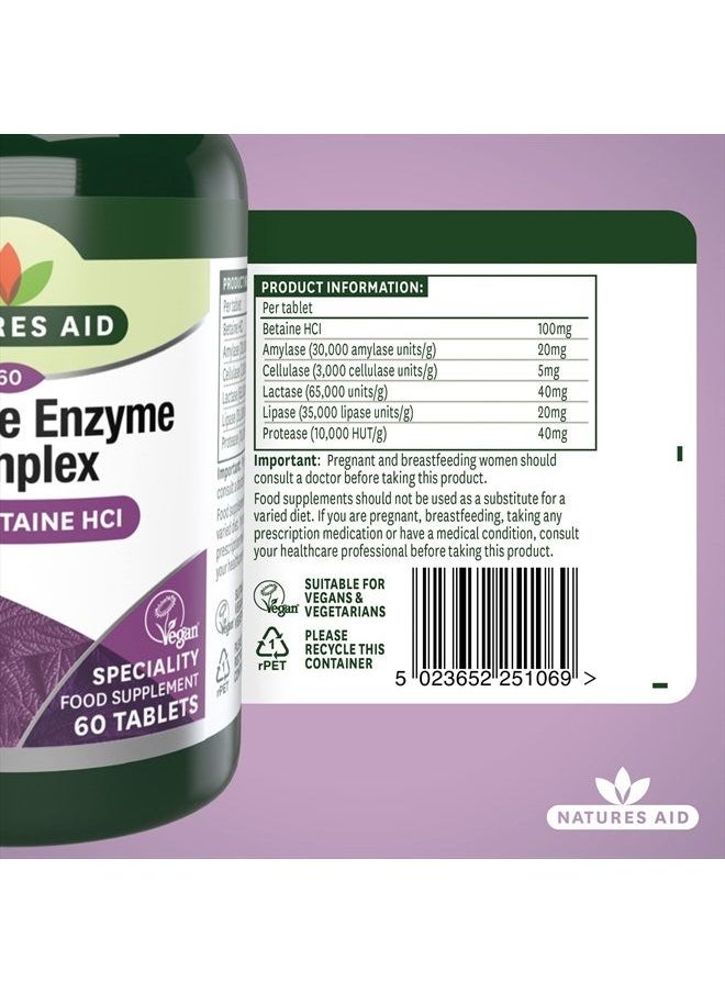 Natures Aid - Digestive Enzyme Complex (with Betaine HCI) 60 Tablets. Suitable for Vegetarians. - Image 1