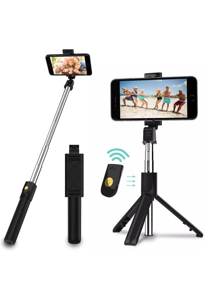 Raxoom Selfie Stick Tripod, 3 in 1 Extendable Selfie Stick Stand with Wireless Remote Phone Holder Compatible with Android Smartphone and iPhone - Image 1