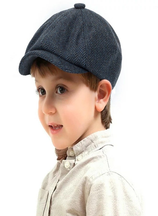 XuoAz Kids Boys Wool Newsboy Cap - Vintage Tweed Flat Beret Cabbie Hat for Toddler Boys Girls Pageboy(for 4 to 9 Years) - Image 1