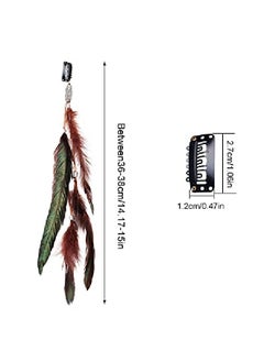 obmwang 9 Pieces Feather Hair Clips Handmade Boho Hippie Hair Extensions Tribal Feather Braided Beads Headdress Feather Hair Accessories  - Image 3