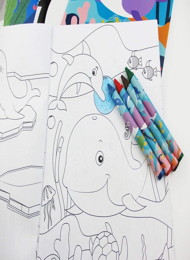 TINYMILLS Ocean Life Coloring Books for Kids with 12 Coloring Books and 48 Crayons, Ocean Life Under the Sea Treats Party Favors, - Image 3