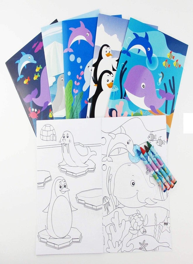 TINYMILLS Ocean Life Coloring Books for Kids with 12 Coloring Books and 48 Crayons, Ocean Life Under the Sea Treats Party Favors, - Image 2