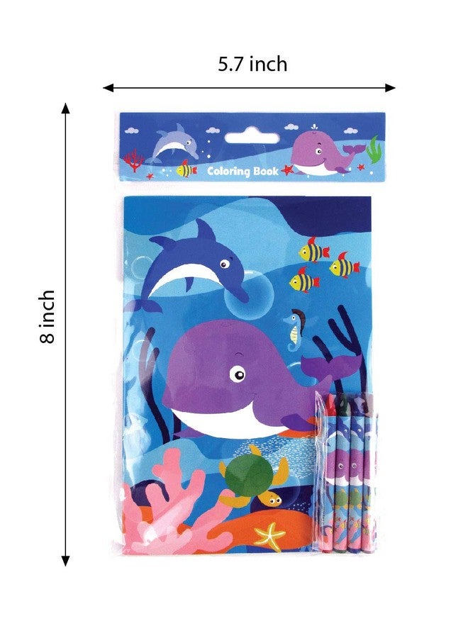TINYMILLS Ocean Life Coloring Books for Kids with 12 Coloring Books and 48 Crayons, Ocean Life Under the Sea Treats Party Favors, - Image 4