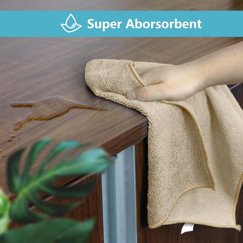 HOMEXCEL Brown Microfiber Cleaning Cloth, 50 Pack Cleaning Towels for Kitchen, Lint Free, Scratch-Free, Highly Absorbent, and Reusable Cleaning Rags for House, Window and Glass, Cars, 11.5 X11.5 inch - Image 3