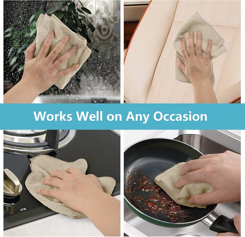HOMEXCEL Brown Microfiber Cleaning Cloth, 50 Pack Cleaning Towels for Kitchen, Lint Free, Scratch-Free, Highly Absorbent, and Reusable Cleaning Rags for House, Window and Glass, Cars, 11.5 X11.5 inch - Image 5
