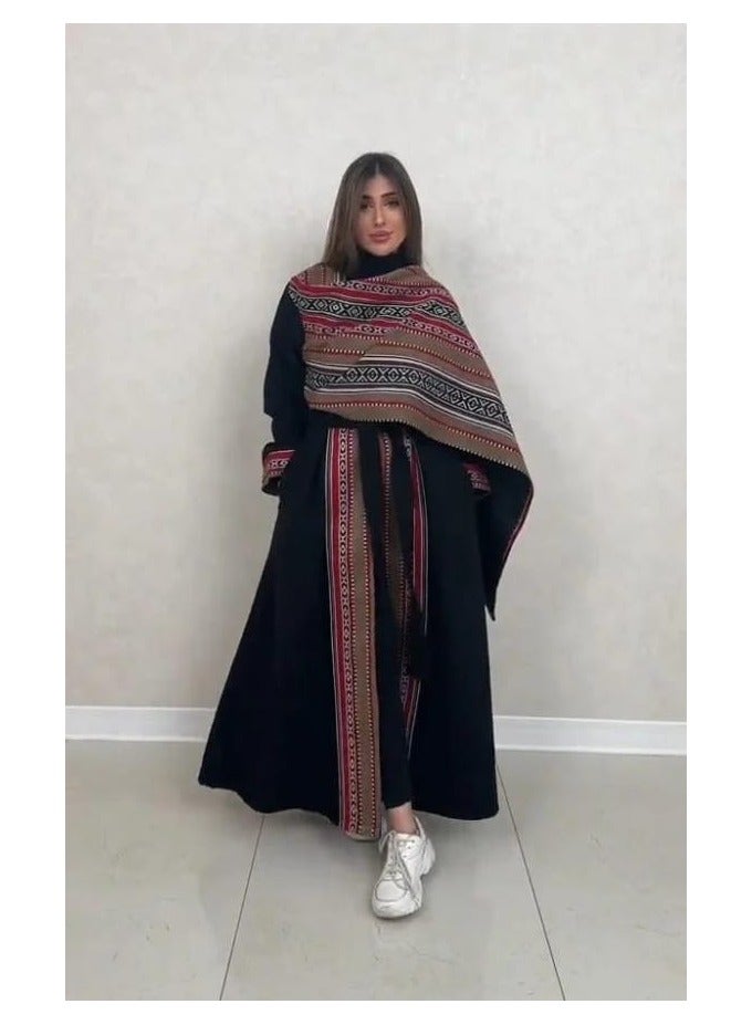 برايدس فروه سدو نسائي مع الشال-اسود - Image 2