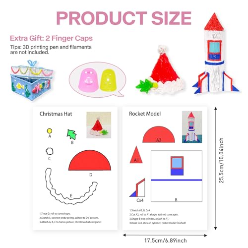 SONGTIY 3D Printing Drawing Template 20 Sheets 3D Painting Paper Stencils 3D Pen Drawing Graffiti with a PVC Transparent Board for Birthday Christmas DIY Gifts - Image 3