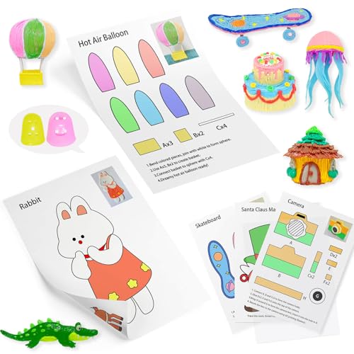 SONGTIY 3D Printing Drawing Template 20 Sheets 3D Painting Paper Stencils 3D Pen Drawing Graffiti with a PVC Transparent Board for Birthday Christmas DIY Gifts - Image 1