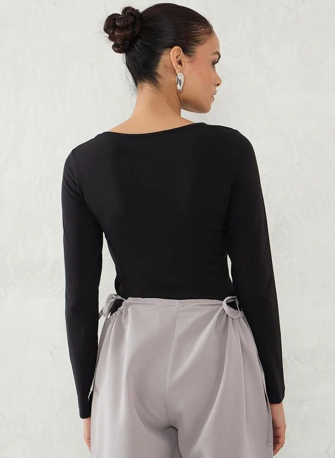 فيميلا Femmella Solid Square Neck Knit Bodysuit