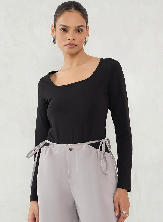 فيميلا Femmella Solid Square Neck Knit Bodysuit