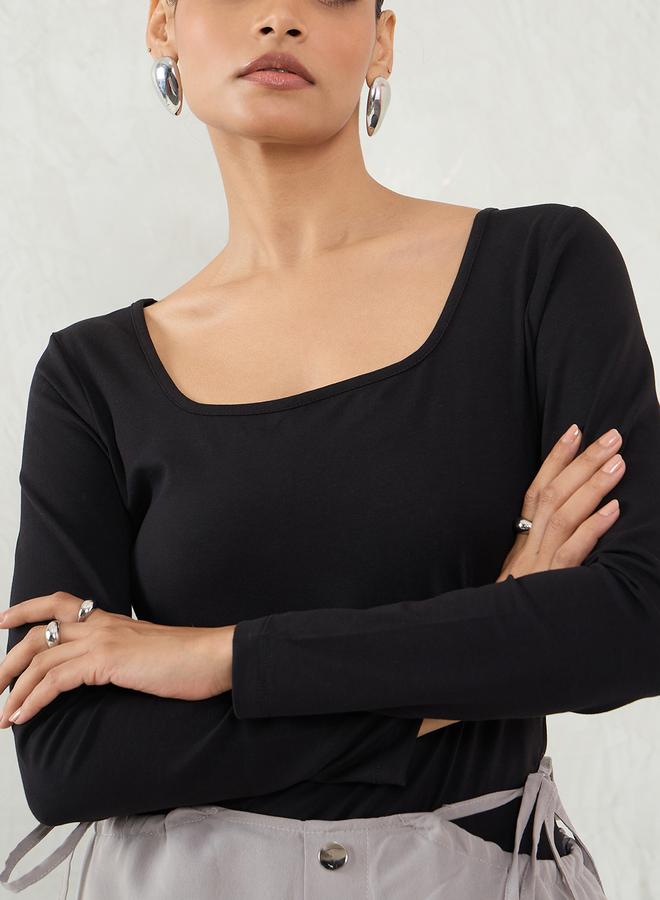Femmella Femmella Solid Square Neck Knit Bodysuit - Image 4