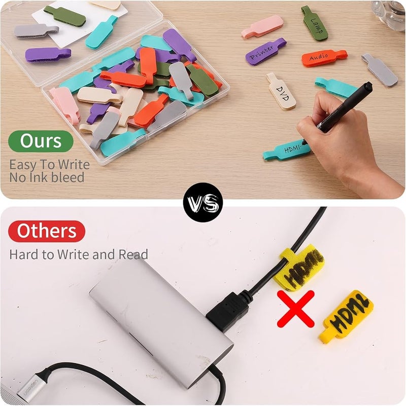 KASTWAVE Large Multicolor Cable Cord Labels, Writable, Reusable Wire Tags for Organizing and Identifying Cables, Durable and Tear-Resistant Markers for Home, Office, Electronics, Networking – 35 PCS - Image 5