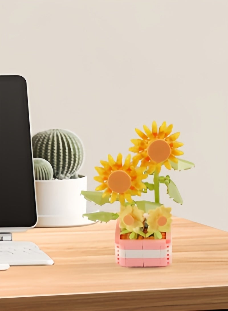 Children's mini building block flower toys 367 pieces, cute artificial plant flower building blocks, suitable for home office decoration, birthday gifts, parent-child games, desktop accessories, sui - Image 5