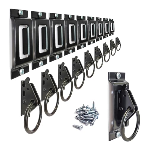 MorScan 10 Pack E-Track Tie-Down Slots & 10 Pack O-Rings, E Track 1-Slot Plates, Black Powder Coated Small Size E Port Rail Kit, Extra Tie Down Anchor Points for Trucks, Trailers, Pickups, Vans - Image 1