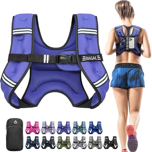 BAGAIL ComfortFit Weighted Vest for Woman Even Weight Distribution Faster Weight Loss NoChafe or Bounce for Walking Running with Detachable Phone Pouch Reflective Stripes Available 530lbs - Image 1