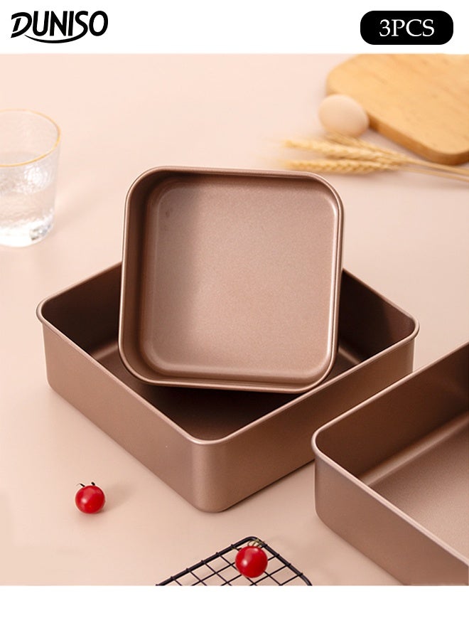 DUNISO 3 Pack Non-Stick Bread Loaf Pans Square Cake Mold Pan Deeps Dishs Carbon Steel Toast Box Heavy-Duty Rust Resistant Warp Free Bread Baking Tray with Non-Stick Coating for Baking Flawless Cakes, Loaves, Banana Bread and Date Palm Pound Cake  - Image 1