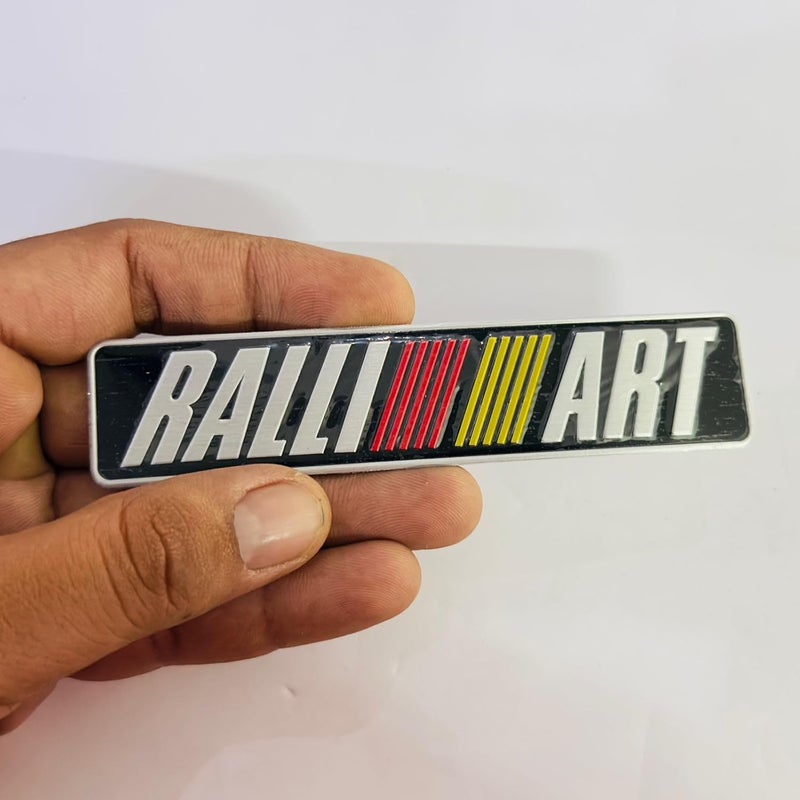 AUTO MT Car Bike Laptop Metal Logo Car Emblem & Grill Met.al Lo.go for Carr 3D Badge Auto Racing Universal Sport Sticker Grand Tourer Decal. (Black PE Silver RALLIART Sticker) - Image 1