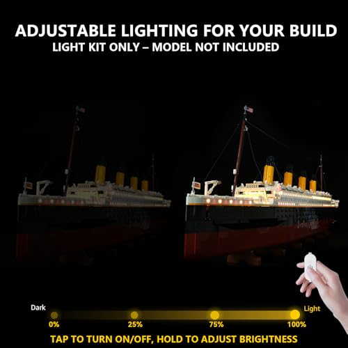 BrickSoul Light Up Kit Compatible with Lego Titanic Ship 10294 Building Set Upgrade Wired Dimmable Lighting Accessories for Lego Fans Not Included 10294 Model - Image 5