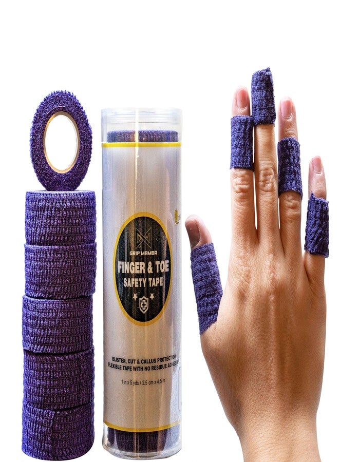 GRIP MAMBA Finger & Toe Safety Tape, 1 inch Wide Flexible Protective Tape w/No Residue Adhesive, Cut Callus & Blister Protection, Sleeve Support & Stretch Bandage Wrap for Fingers Toes,6 Rolls-Purple - Image 1