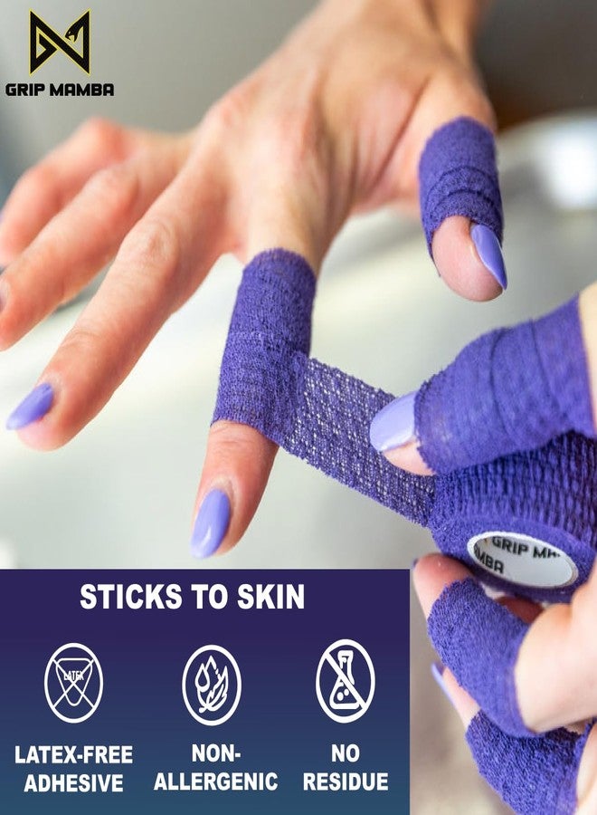 GRIP MAMBA Finger & Toe Safety Tape, 1 inch Wide Flexible Protective Tape w/No Residue Adhesive, Cut Callus & Blister Protection, Sleeve Support & Stretch Bandage Wrap for Fingers Toes,6 Rolls-Purple - Image 3