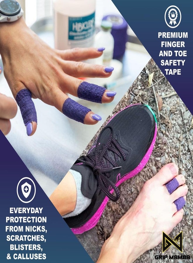 GRIP MAMBA Finger & Toe Safety Tape, 1 inch Wide Flexible Protective Tape w/No Residue Adhesive, Cut Callus & Blister Protection, Sleeve Support & Stretch Bandage Wrap for Fingers Toes,6 Rolls-Purple - Image 2