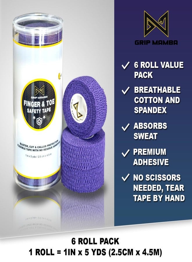 GRIP MAMBA Finger & Toe Safety Tape, 1 inch Wide Flexible Protective Tape w/No Residue Adhesive, Cut Callus & Blister Protection, Sleeve Support & Stretch Bandage Wrap for Fingers Toes,6 Rolls-Purple - Image 5