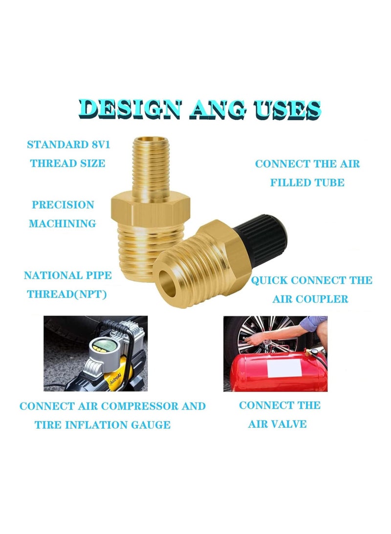 1/4 Inch NPT Tank Valves Anti Corrosion Brass Schrader Valve with 1/4 Inch Male NPT Standard Thread Core and Cap Car Air Valve Air Compressor Tank Fill Valves Air Tool Fittings 4Pcs  - Image 4