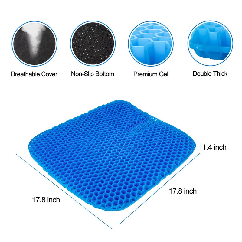 TONINT Large Gel Seat Cushion for Long Sitting With Non-Slip Cover,Soft & Breathable,Chair Cushion,Car seat Cushion,Office seat Cushion,Seat Cushion for Desk Chair,Wheelchair Cushion (Blue, Large Size) - Image 3
