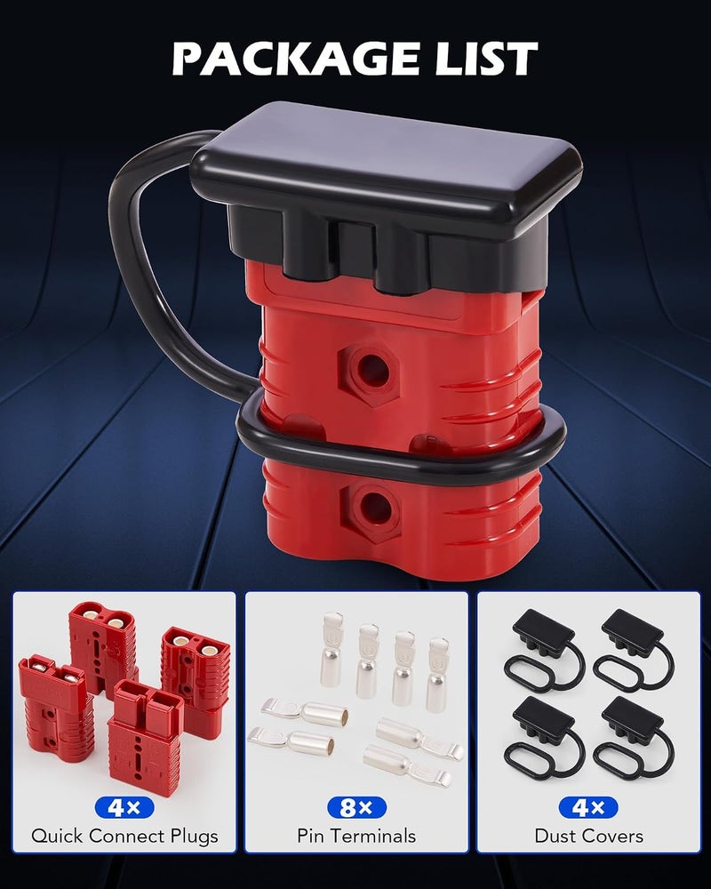 Orion Motor Tech 4 Pcs 2-4 Gauge 175A Battery Cable Quick Connect Disconnect Plug Kit - Image 4