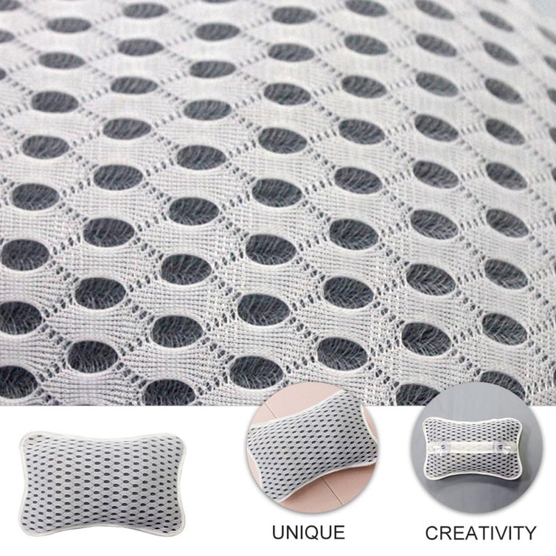 White 3D Mesh Bathtub Pillow with Suction Cups for Neck and Back Support Relaxation Headrest - Image 5
