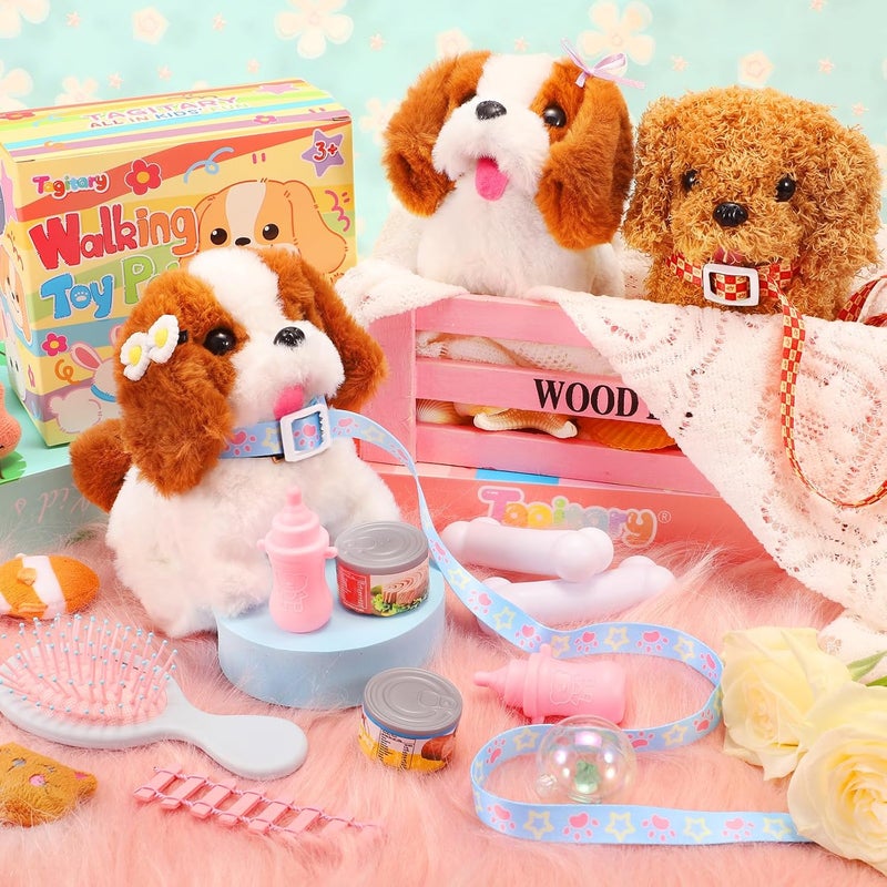 Tagitary Plush Toys Puppy Electronic Toy Walking and Barking Dogs,Tail Wagging Fake Dog Interactive Dog Toy for Kids with Leash,Easter Christmas Birthday Gift for Toddlers Kids, TG-PET02 - Image 3