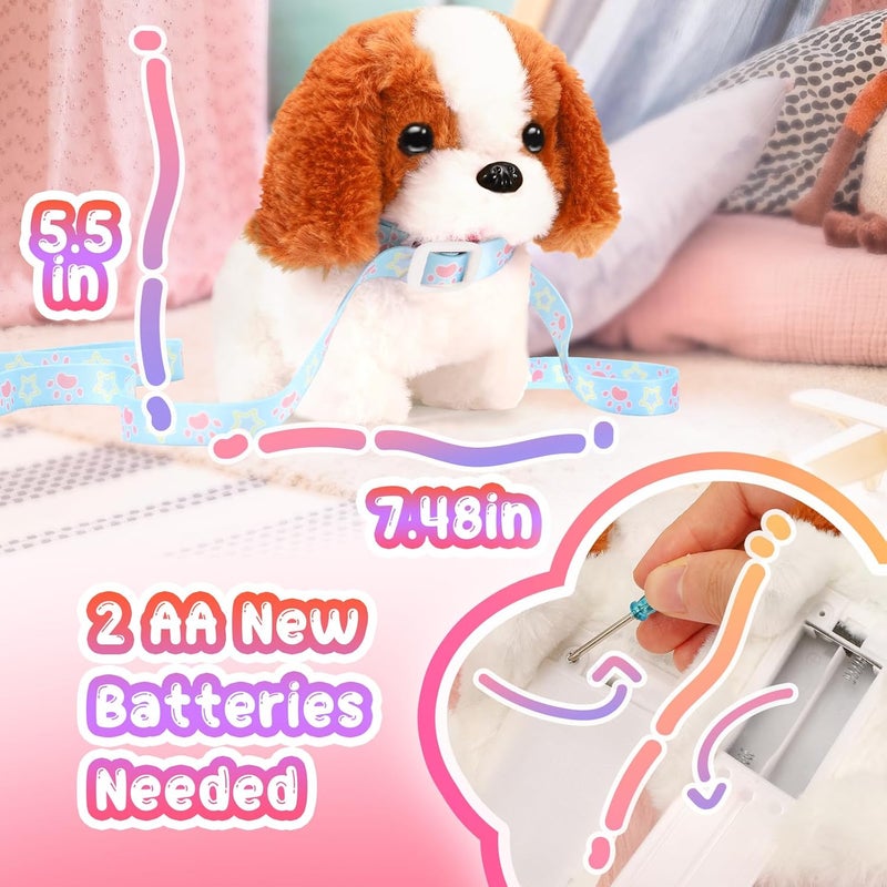 Tagitary Plush Toys Puppy Electronic Toy Walking and Barking Dogs,Tail Wagging Fake Dog Interactive Dog Toy for Kids with Leash,Easter Christmas Birthday Gift for Toddlers Kids, TG-PET02 - Image 2