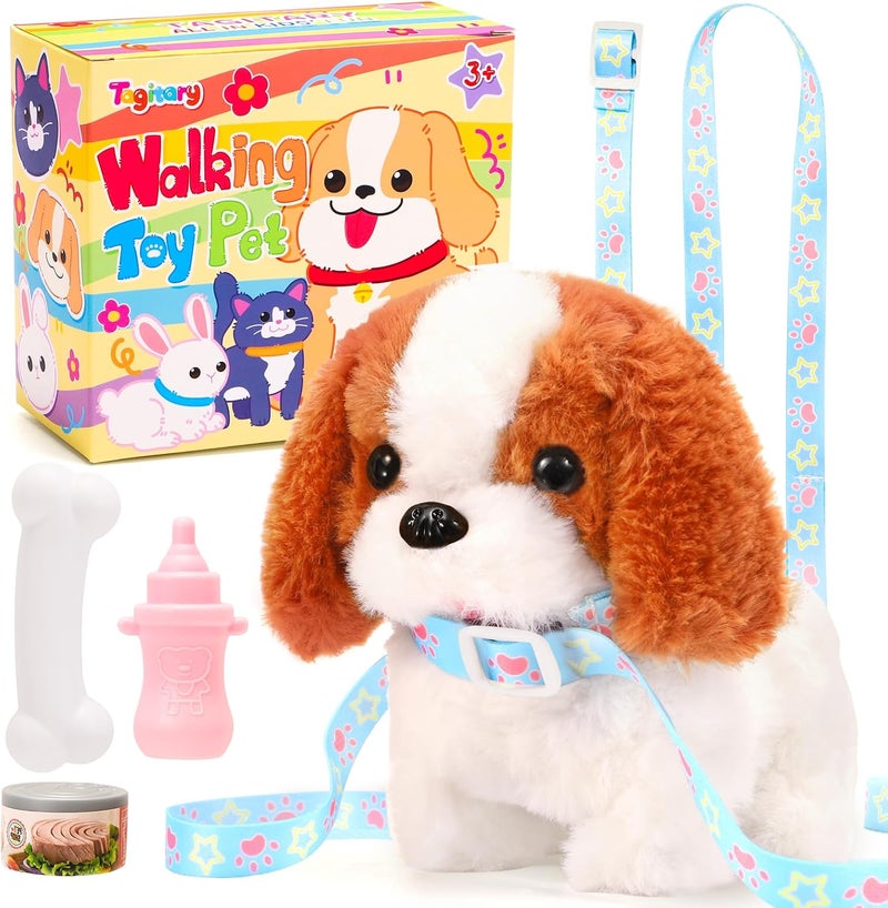 Tagitary Plush Toys Puppy Electronic Toy Walking and Barking Dogs,Tail Wagging Fake Dog Interactive Dog Toy for Kids with Leash,Easter Christmas Birthday Gift for Toddlers Kids, TG-PET02 - Image 1