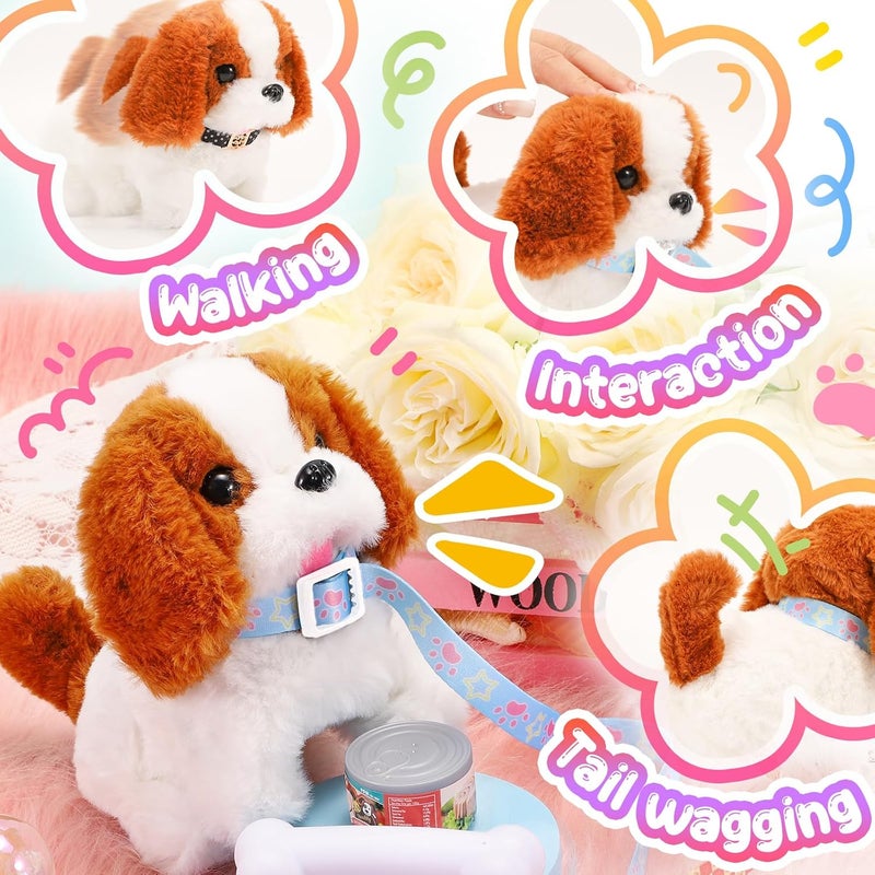 Tagitary Plush Toys Puppy Electronic Toy Walking and Barking Dogs,Tail Wagging Fake Dog Interactive Dog Toy for Kids with Leash,Easter Christmas Birthday Gift for Toddlers Kids, TG-PET02 - Image 4