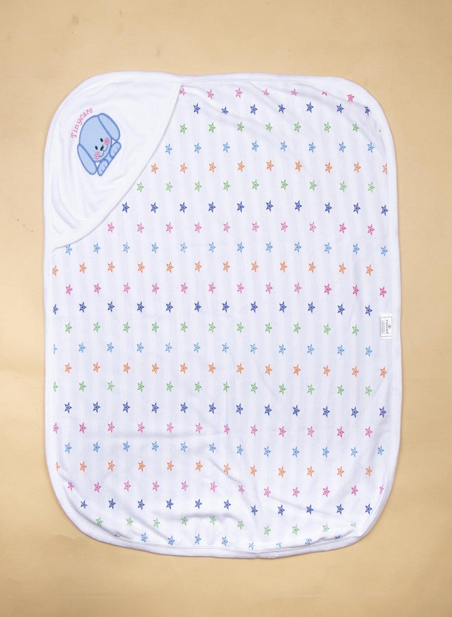 Tinycare Cotton Bath Hooded Towel for New Born Baby, Extra Soft with Terry Stripes, Printed Towel for Kids/Toddler/Infants 72 x 72cm, Quick Absorbent (Blue- Pack of 1) 0-12 Months - Image 5