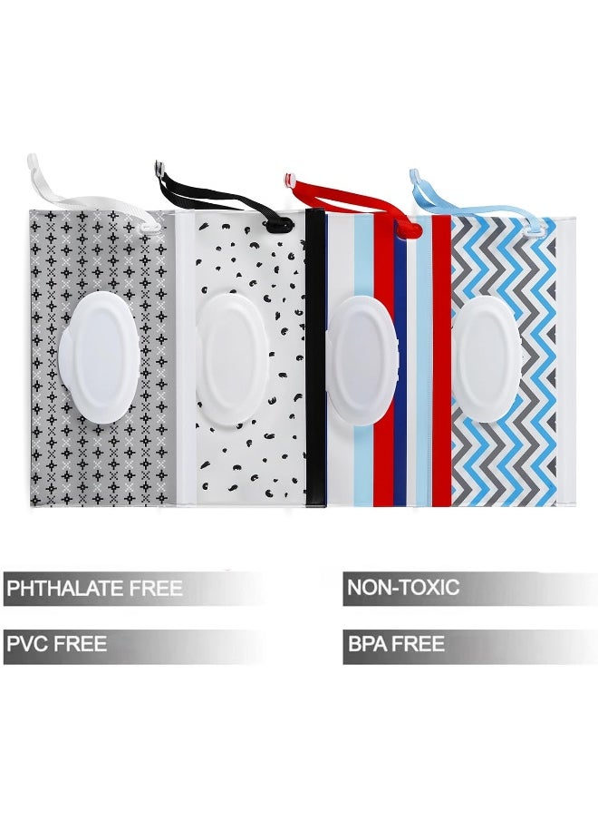PandaEar PandaEar 4 Pack Baby Wipe Dispenser, Refillable & Reusable Wet Wipe Pouch, Multicolor, Modern, Rectangular, Bamboo  - Image 2