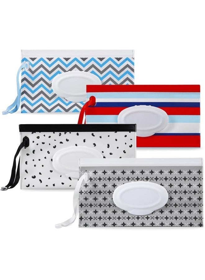 PandaEar PandaEar 4 Pack Baby Wipe Dispenser, Refillable & Reusable Wet Wipe Pouch, Multicolor, Modern, Rectangular, Bamboo  - Image 1